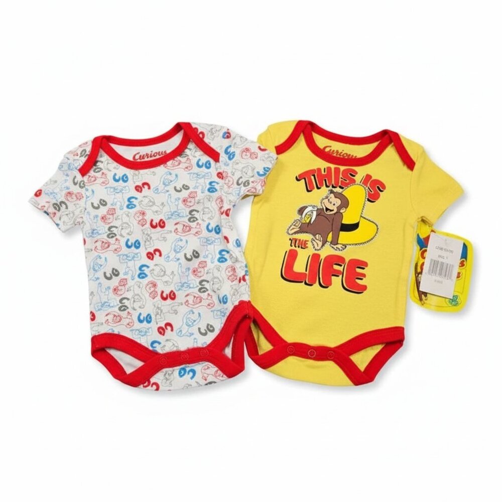 Curious George Baby Bodysuit 2 Pack Cartoon Graphic Unisex